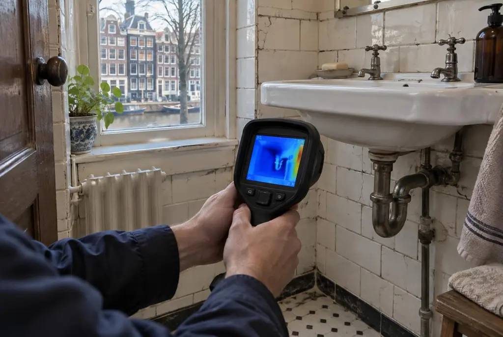 Lekdetectie Uithoorn – badkamer met oude leidingen achter de tegels