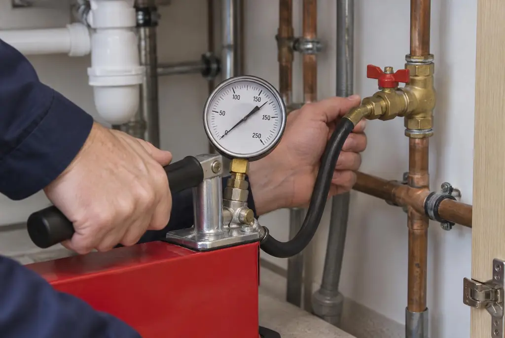 Lekdetectie Uithoorn – druktest op een waterleiding met een manometer