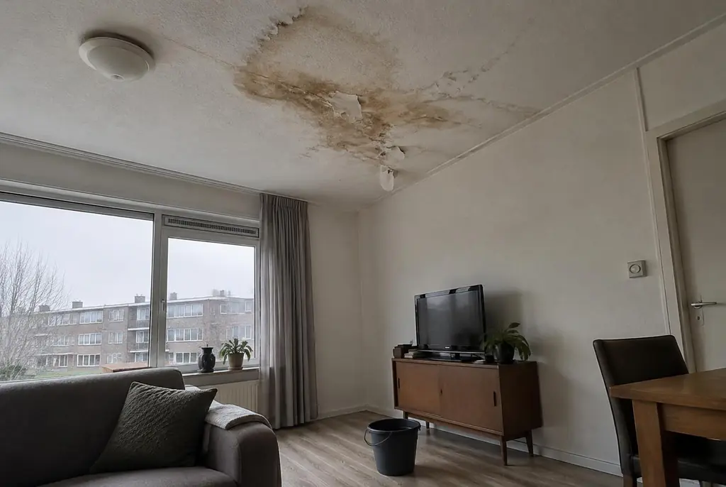 Lekdetectie Uithoorn – vochtplek op het plafond onder een badkamer